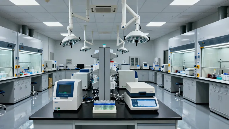 婴儿面部特征示意图，标注可能异常部位