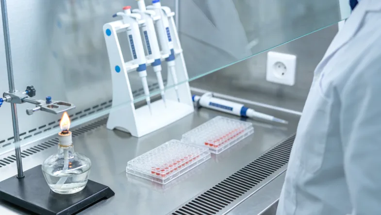 紫外线照射下的细胞培养皿对比图