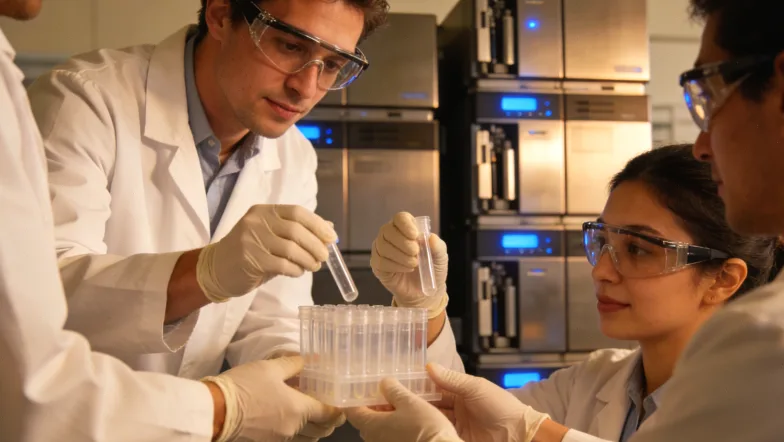 医生与家长共同查看基因检测报告示意图