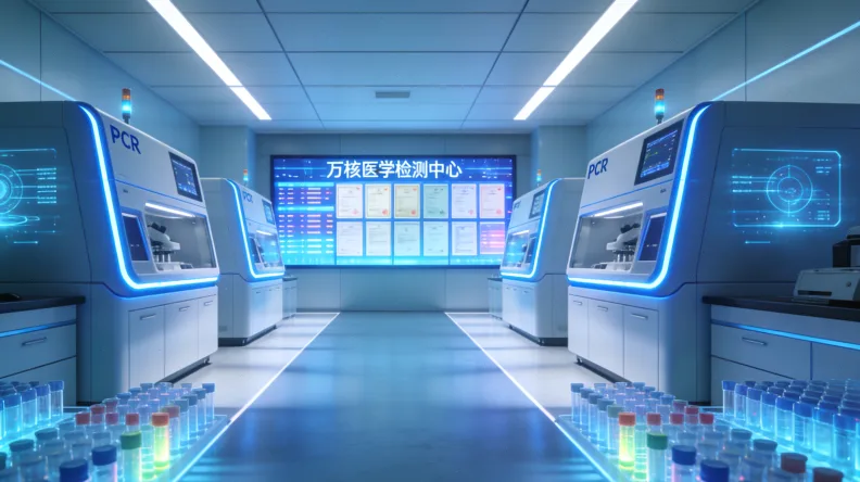 免疫科医生与患者查看基因检测报告示意图