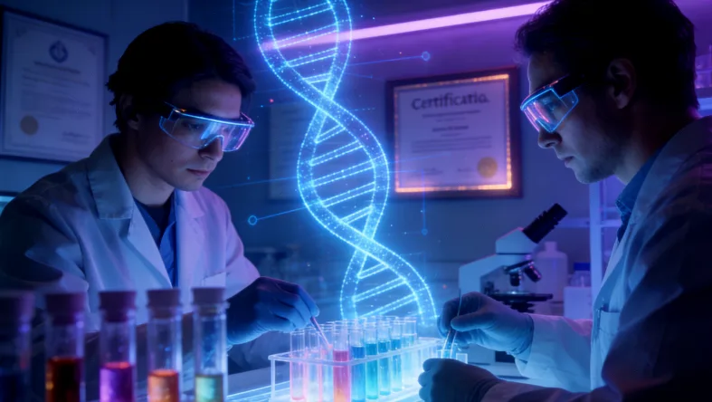 基因测序仪正在进行数据分析