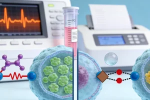 一位消费者正在电脑前查看复杂的基因检测报告图表