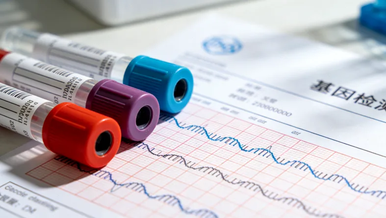 基因检测报告示意图，突出突变位点标注