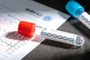一位患者正在医生指导下阅读基因检测报告