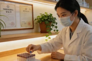 医生与患者家属共同查看基因检测报告