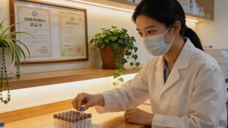 医生与患者家属共同查看基因检测报告