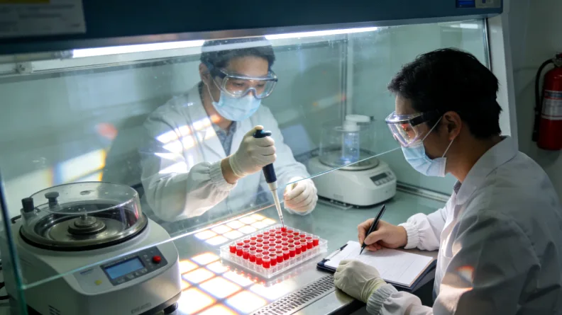 医生在电脑前专注解读基因检测报告图谱