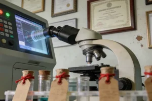 医生与患者讨论病历资料