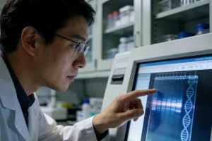 医生与患者讨论基因检测报告