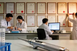 一位患者拿着药盒与医生沟通的示意图