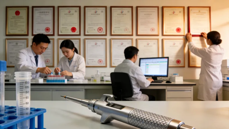 一位患者拿着药盒与医生沟通的示意图