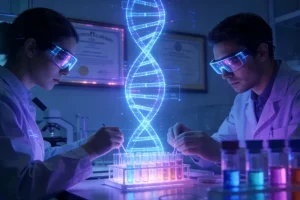 医生与患者讨论基因检测报告