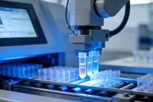 一位老年患者正在与医生共同查看基因检测报告