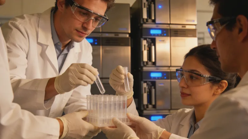 医生与患者查看基因检测报告,表情困惑