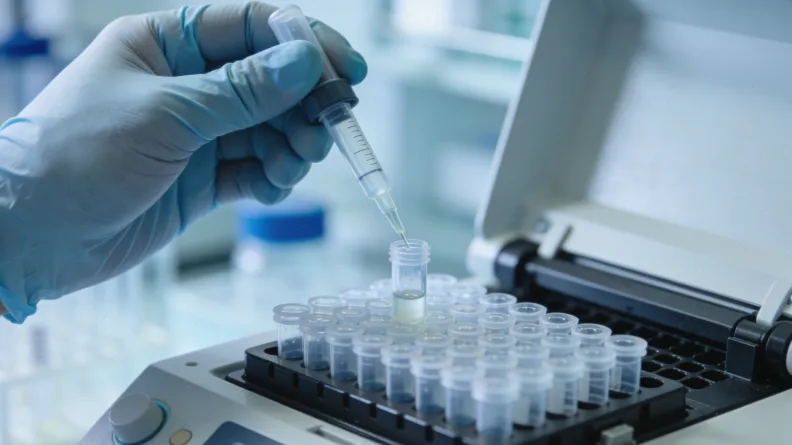 实验室人员在生物安全柜内处理匿名化样本