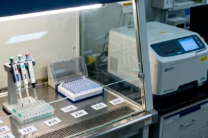 一张展示基因检测报告与健康食物摆放一起的图片