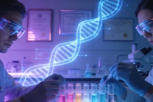 医生与患者讨论基因检测报告