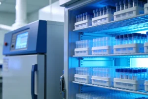 医生与患者沟通用药方案，桌上放着检测报告