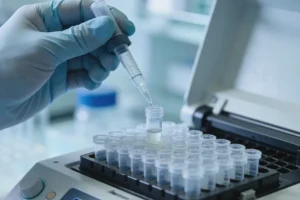 一位患者手持基因检测报告与医生沟通