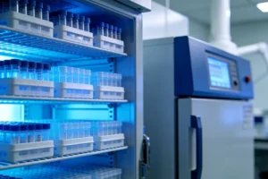 患者手持基因检测报告与医生沟通的示意图