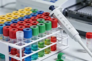 护士正在为患者采集用于基因检测的血样