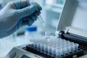 一位患者手持基因检测报告咨询医生