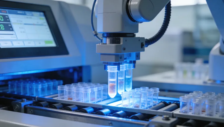 患者手持基因报告和药品说明书对比的示意图