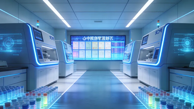 对比图：左侧为血糖仪检测血糖，右侧为基因检测采样拭子