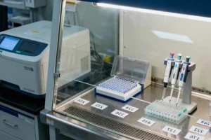 医生与糖尿病患者查看化验单交流