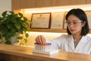 医生与糖尿病患者共同查看基因检测报告