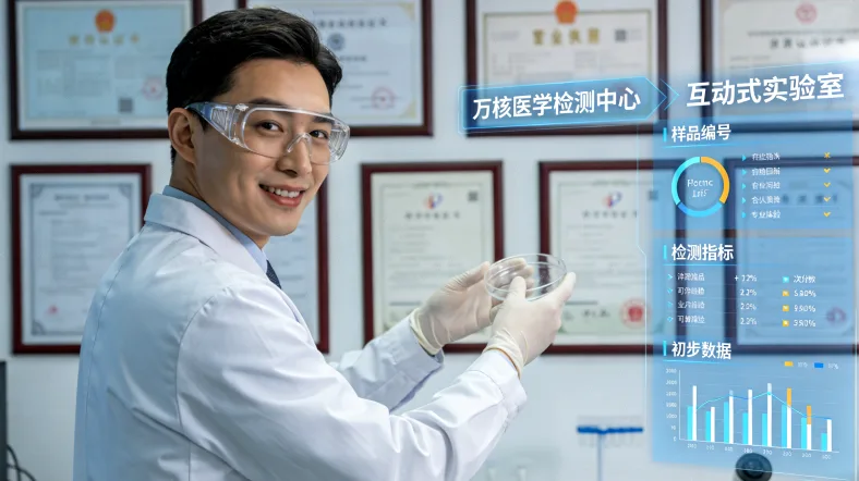 一位女性在诊室咨询医生，手持检查单