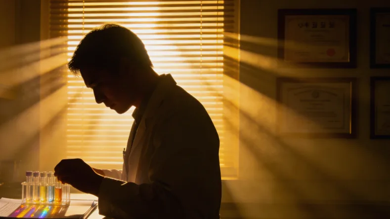 技术人员在超净台中分装提取后的DNA样本