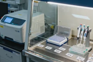 医生展示食物不耐受基因检测唾液采样盒