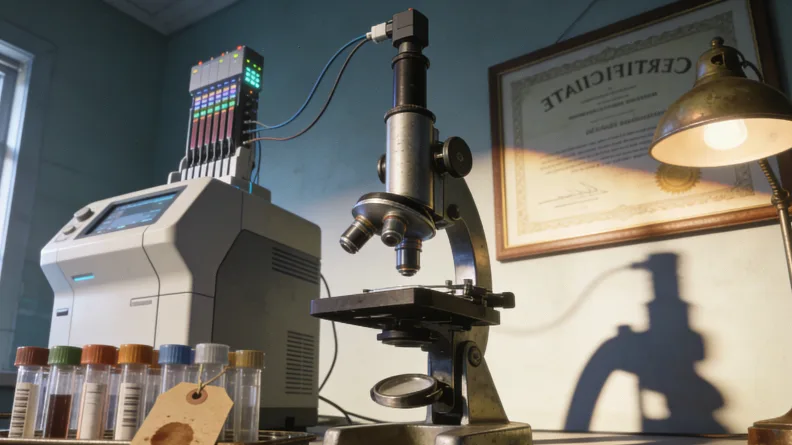 基因双螺旋结构与牛奶、麦片等食物并列的示意图