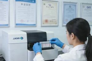 检验科医生正在分析免疫检测报告