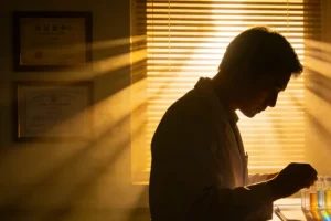 医生与患者共同查看基因检测报告