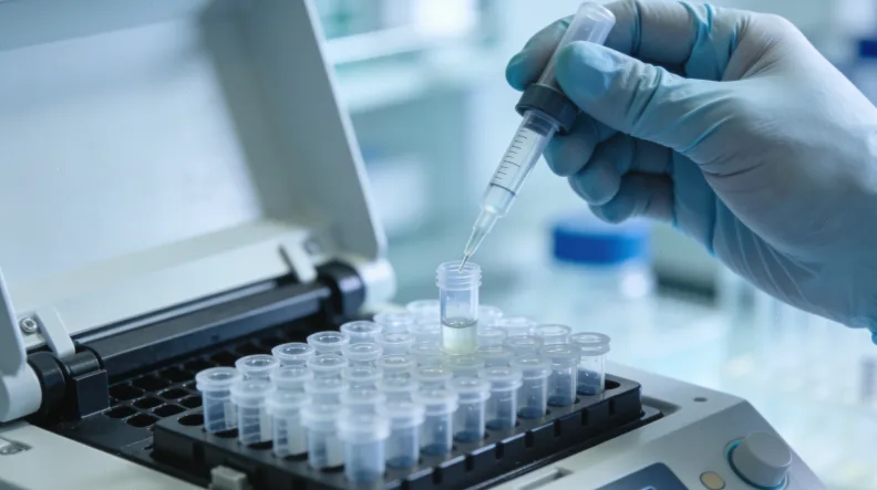 病理医生在显微镜下评估PD-L1免疫组化切片