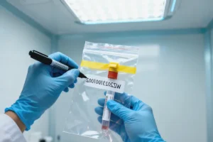 医生与患者共同查看基因检测报告示意图