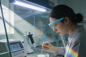 病理医生在显微镜下评估组织样本