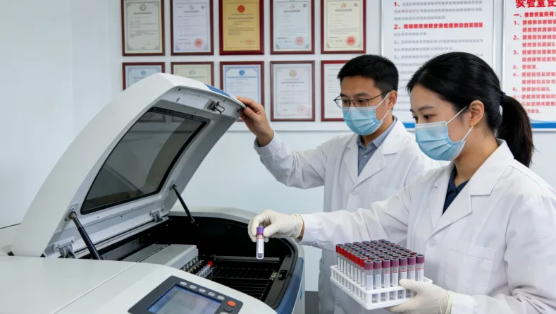 基因测序仪与数据报告示意图