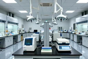 病理医生在显微镜下评估肿瘤组织样本