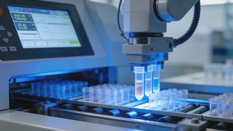 实验室技术人员在超低温冰箱中存取样本