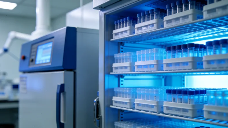 一位医生在诊室内向家属耐心讲解基因检测报告