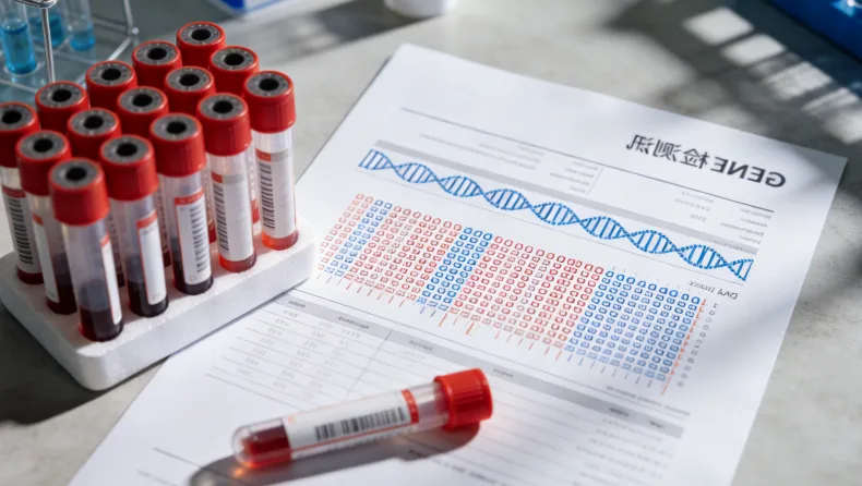 居家基因采样盒内物品(采血针、滤纸卡、消毒片)特写