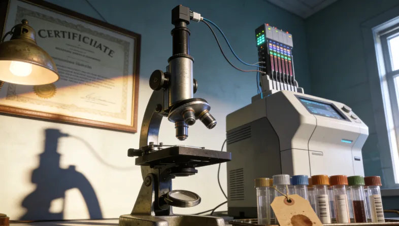 基因测序仪正在工作的特写画面