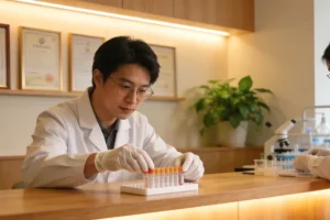 医生与患者讨论基因检测报告