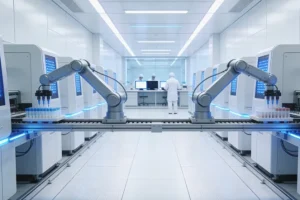 病理科医生正在检查肺癌组织蜡块