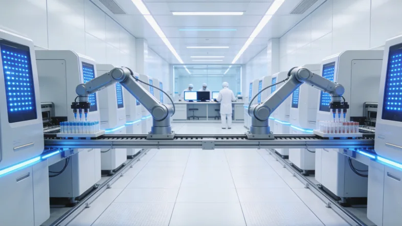 病理科医生正在检查肺癌组织蜡块