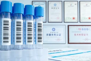 手术室医生手持标本容器准备送检