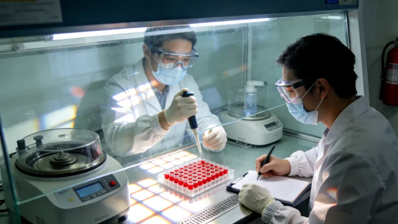 医生与患者共同查看基因检测报告